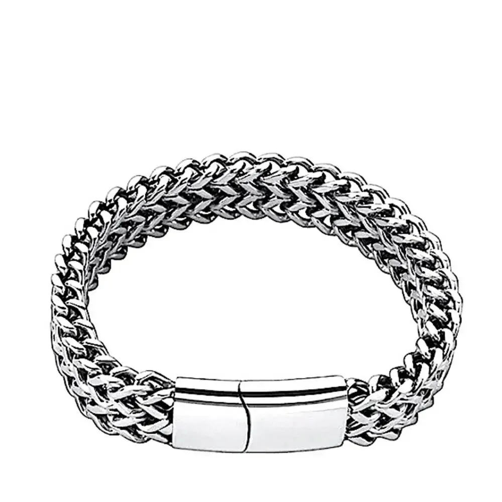 Stainless Steel Cuban Chain Magnetic Closure Hip Hop Bracelet